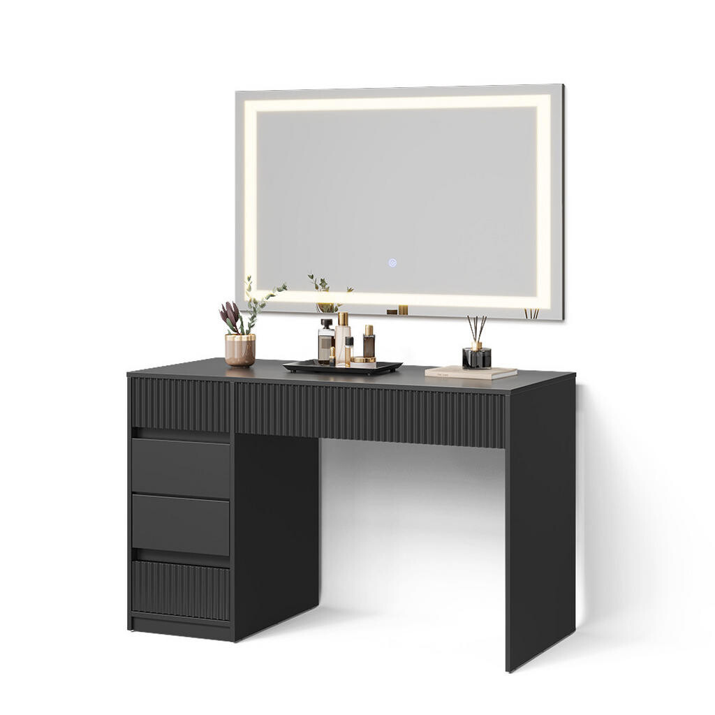 Livinity® KOSMETICKÝ STOLEK SE ZRCADLEM Allia Černá 120 cm se zrcadlem LED
