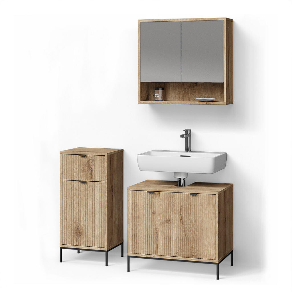 Livinity® KOUPELNOVÝ NÁBYTEK ATERNO, Dub Viking, 3dílná