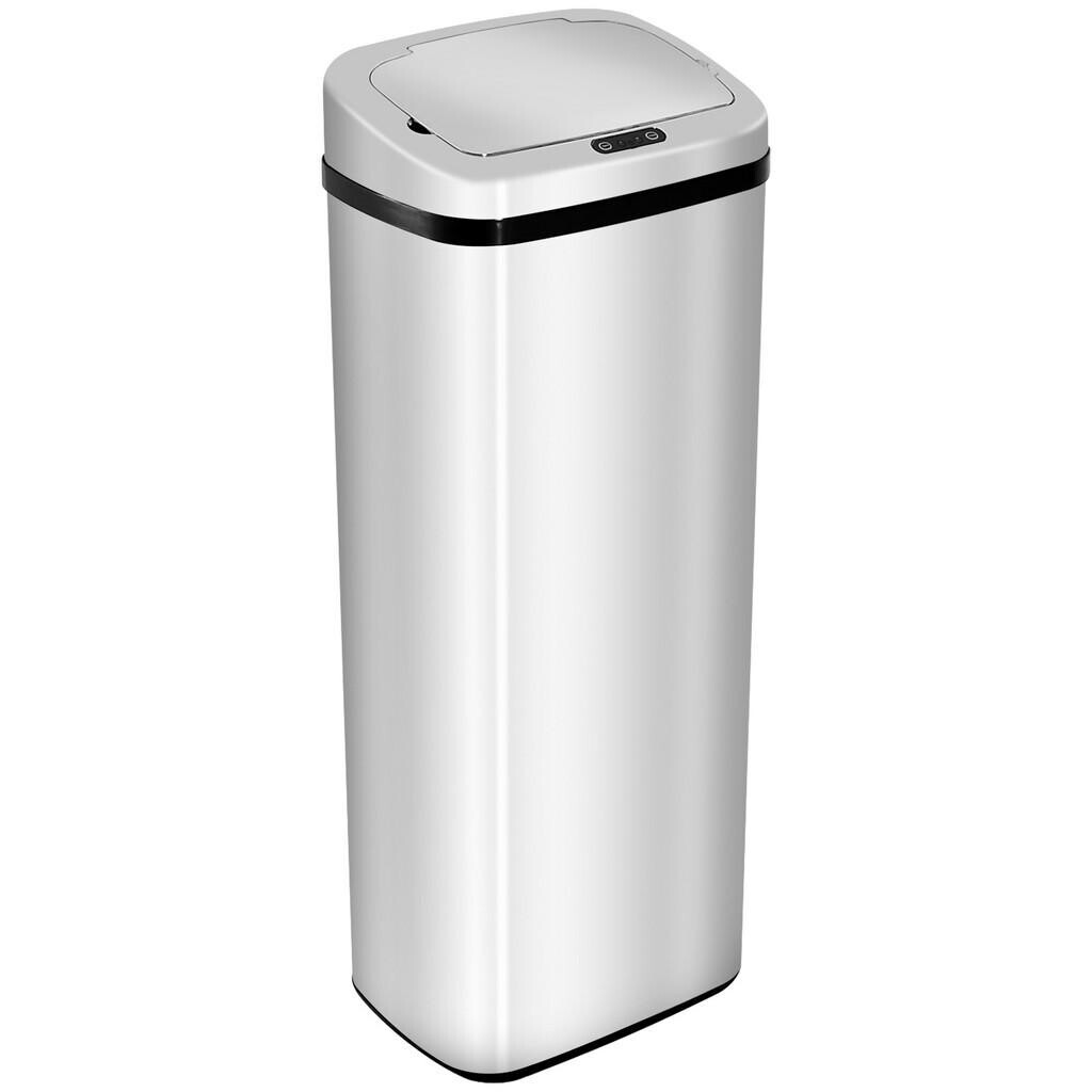 HOMCOM AUTOMATICKÝ KOŠ na odpadky s čidlem do kuchyně z nerezové oceli, čtvercový, 50 l