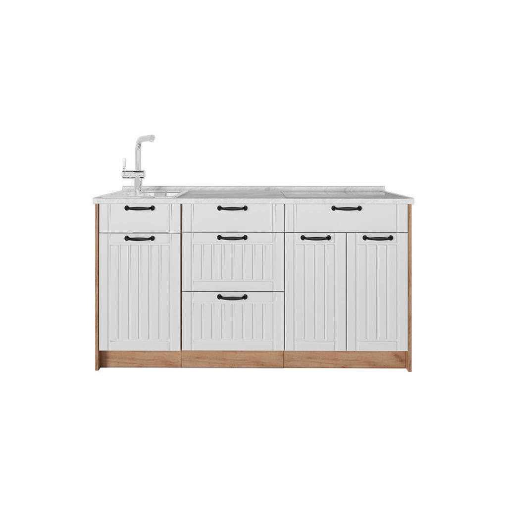 Vicco KUCHYŇSKÝ BLOK Fame-Line, Bílý venkovský dům/Zlatý mocný dub, 150 cm, PD Mramor