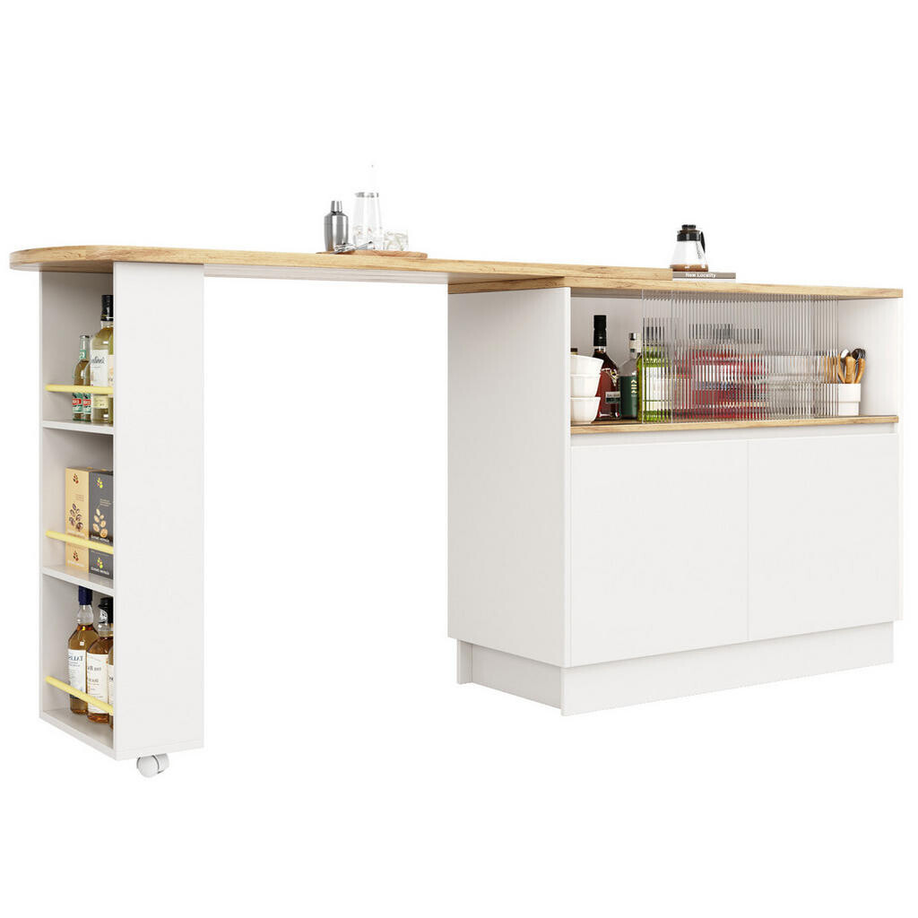 OKWISH BAROVÁ skříňka 90/45/100 cm bílá z MDF s otočným designem 360° a skleněnými dveřmi