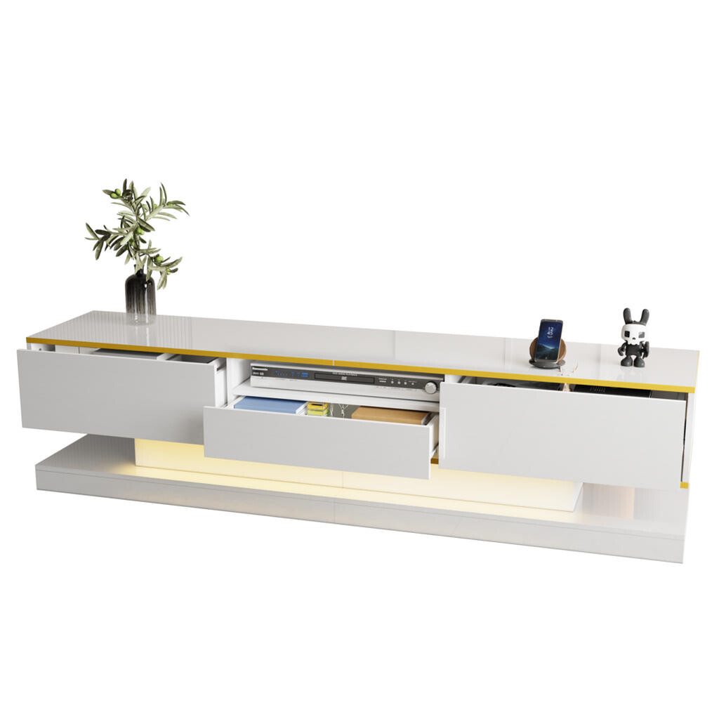 FLIEKS KOMODA POD TELEVIZI 180 cm Lesk LED 3 Zásuvky