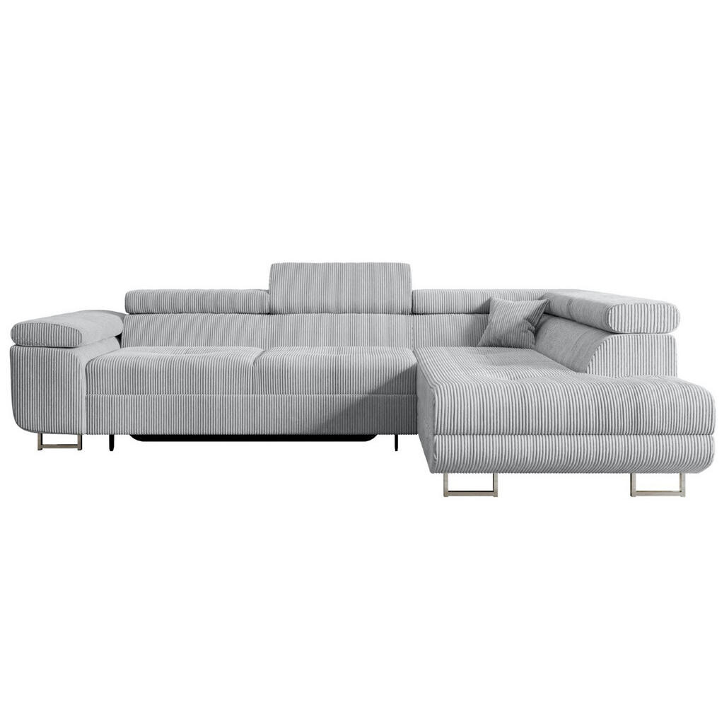 ALTDECOR ROHOVÁ SEDACÍ SOUPRAVA s funkcí lůžka a úložným prostorem GUSA-L 272x202x107 cm šedá manšestr