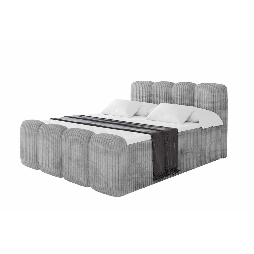 ALTDECOR AMERICKÁ postel s matrací H4 a lamelovým roštem – NINA-Z – 160 × 200 cm – světle šedá