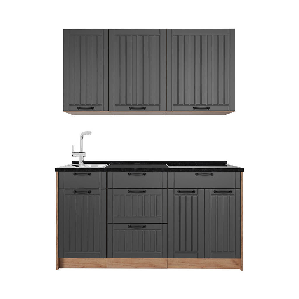 Vicco JEDNOTKOVÁ KUCHYNĚ Fame-Line, Tmavě šedá/Zlatý mocný dub, 150 cm bez pracovní desky