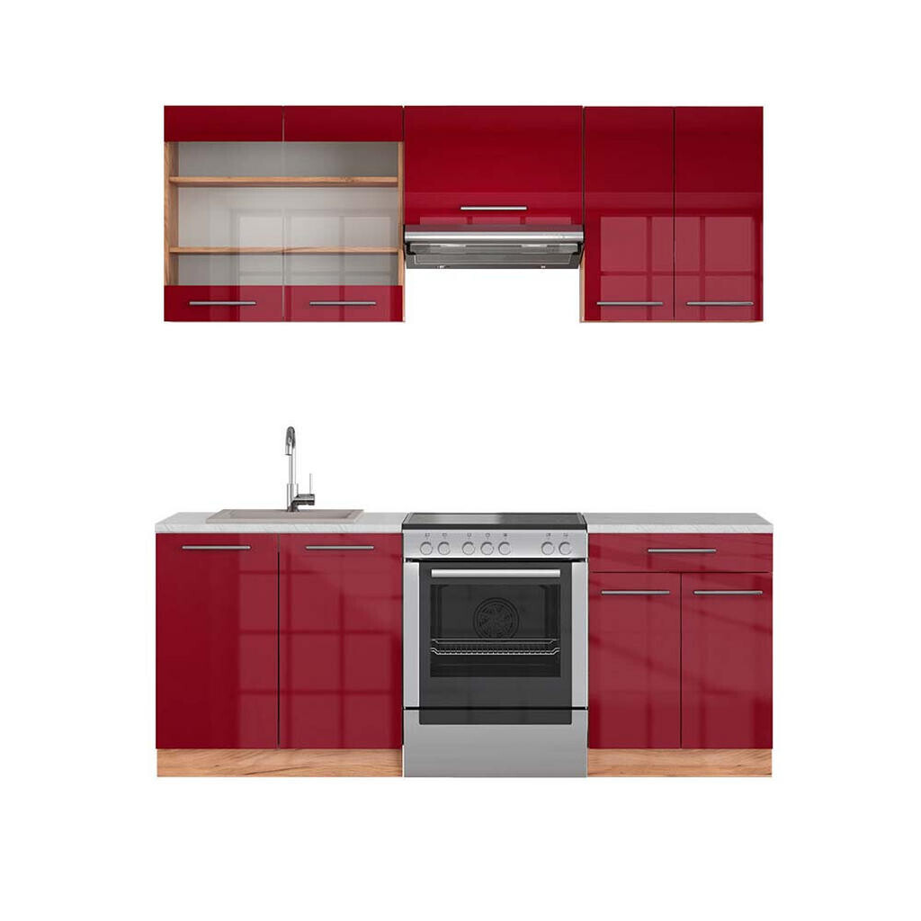 Vicco KUCHYŇSKÝ KOUT Fame-Line Bordeaux vysoký lesk/zlatý dub 200 cm , PD Mramor