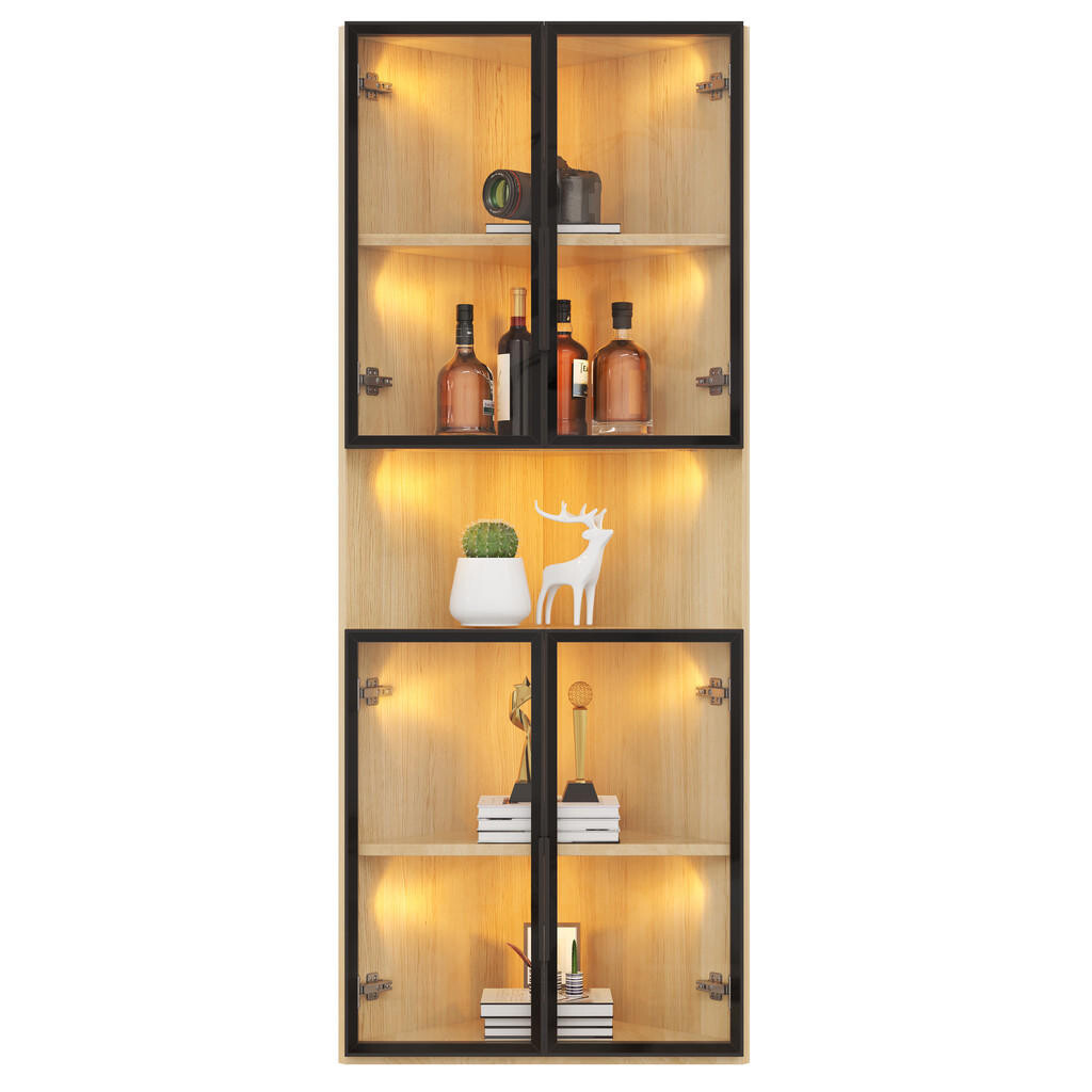 FLIEKS VITRÍNA 62cm Dub Sklo LED Rohová Moderní