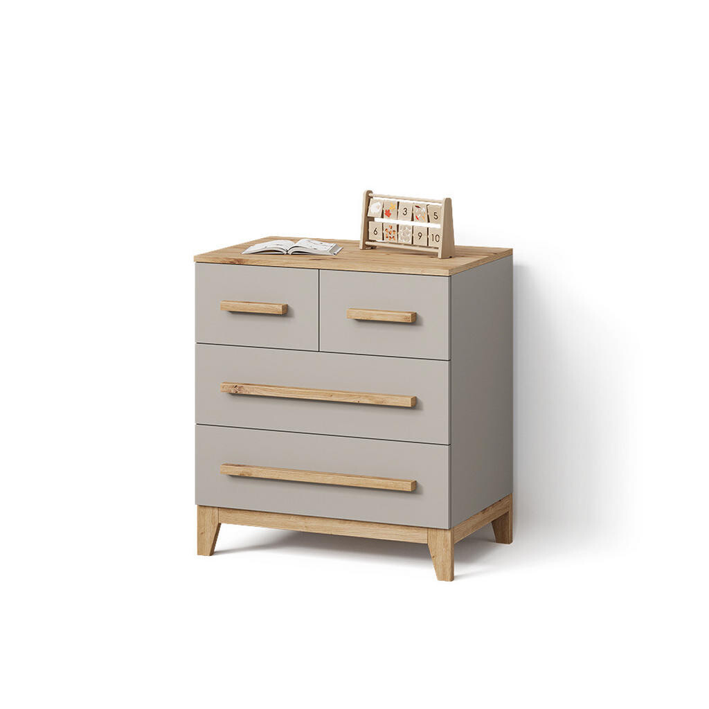 Livinity® KOMODA Mailo Kašmír/Řemeselné 80 x 88 cm se 4 zásuvkami