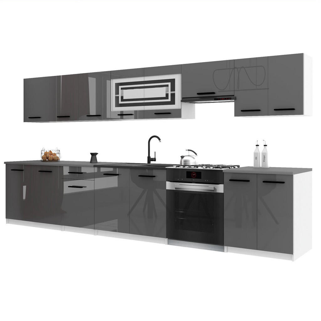 B BELINI GROUP KUCHYŇSKÁ LINKA Italia 3 320 cm, s pracovními deskami, Šedá lesklá