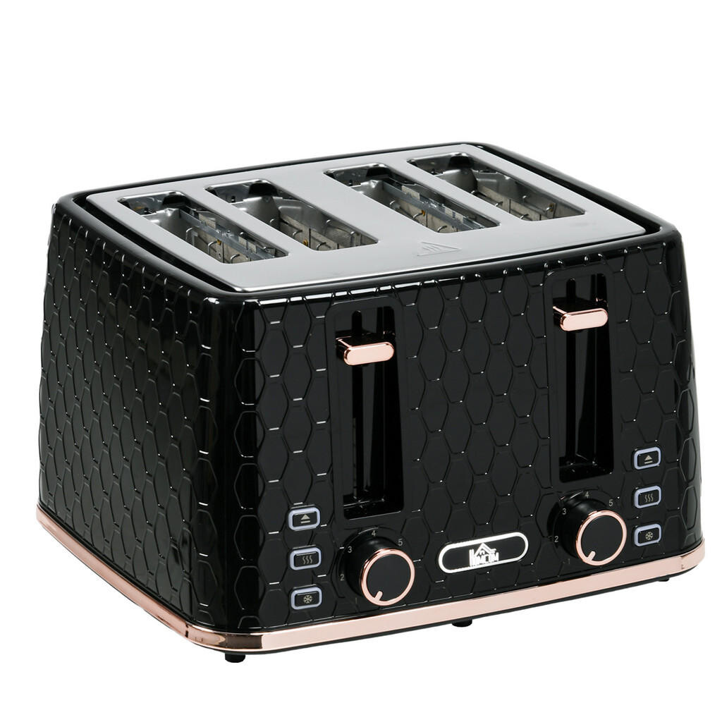 HOMCOM TOASTER na 4 plátky, černý