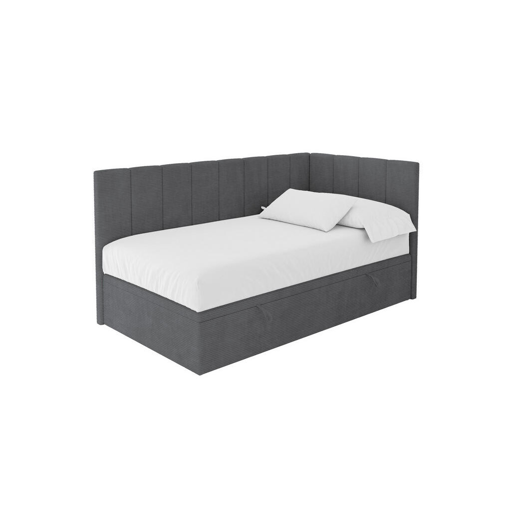 ALTDECOR JEDNOLŮŽKOVÁ POSTEL pro mládež s úložným prostorem vlevo, s matrací - LOVY 80x200 tmavě šedá