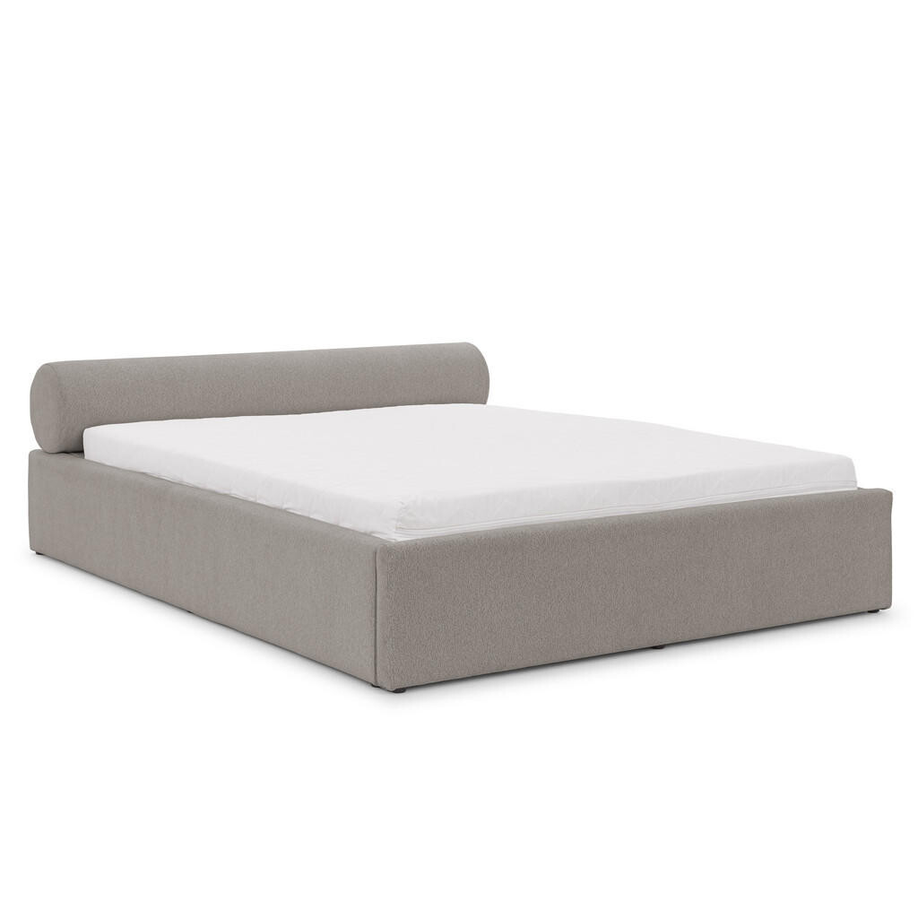 S-Style ČALOUNĚNÁ POSTEL 140/200 cm Josy v designovém vzhledu s úložným prostorem a lamelovým roštem, v šedé chenille látce