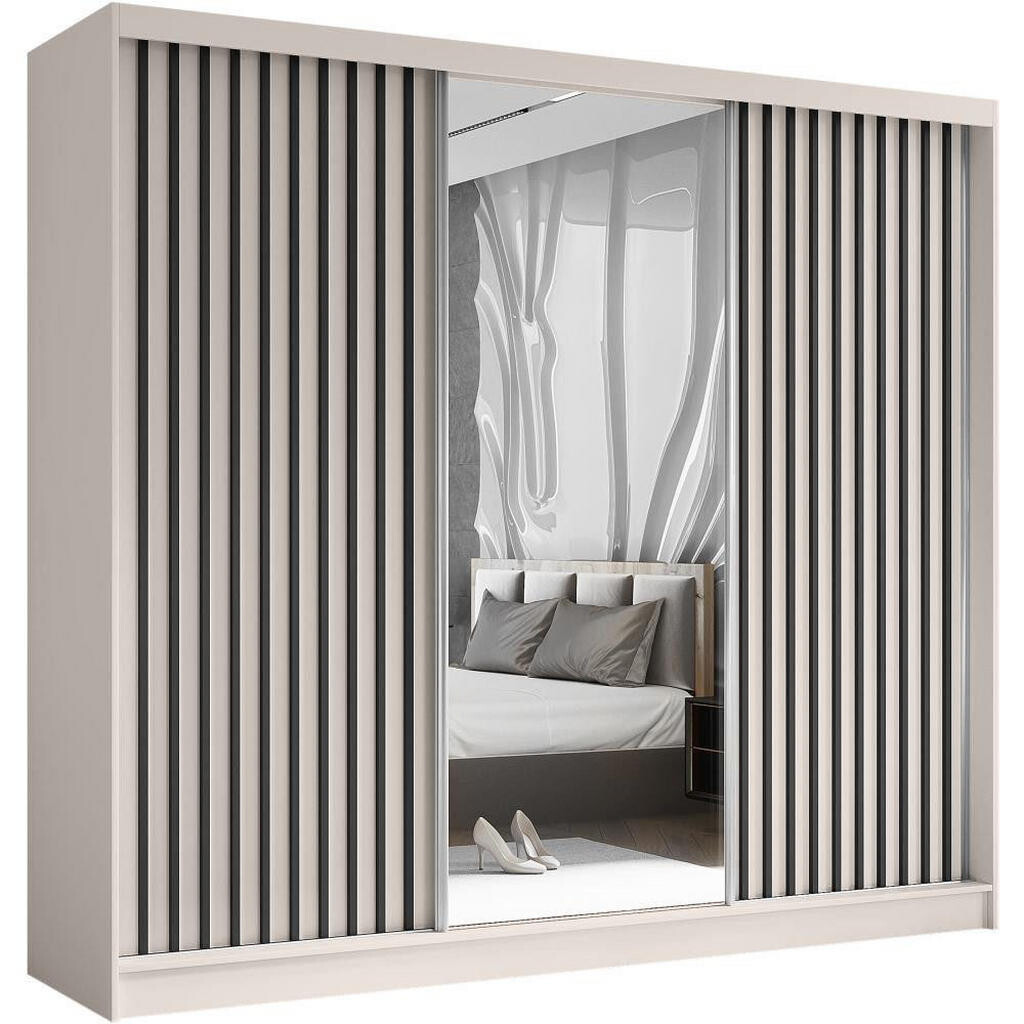 Beautysofa SKŘÍŇ s posuvnými dveřmi Helix 240/216/61 kašmír + černá