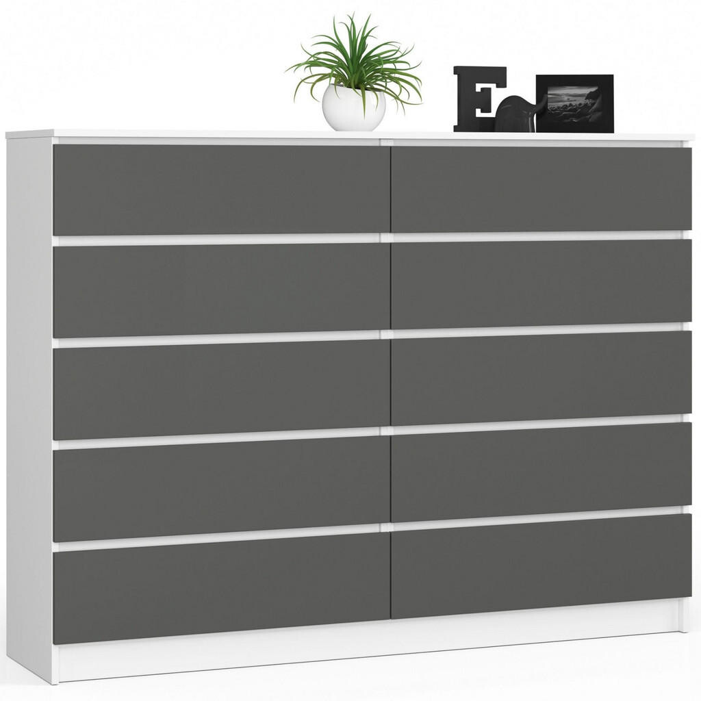 RAUMHIRSCH FURNITURE KOMODA bílá, grafitově šedá 121/160/40