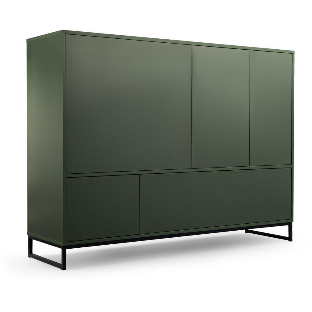Beautysofa KOMODA Giana s 5 dvířky, 160 cm, lahvově zelená