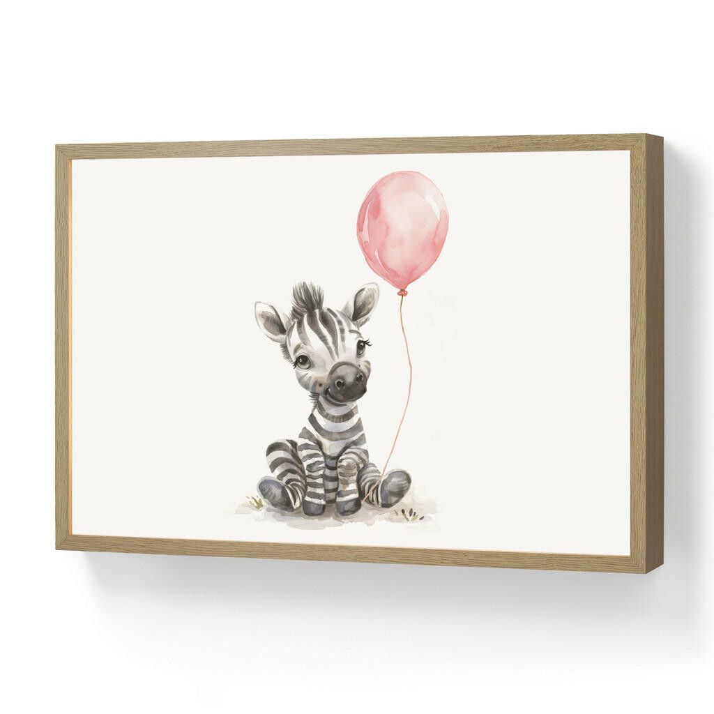 OnlyWow NÁSTĚNNÁ LAMPA S AKUMULÁTOREM Zebra - Dítě - Zvířata - Růžový balónek 60x40 cm