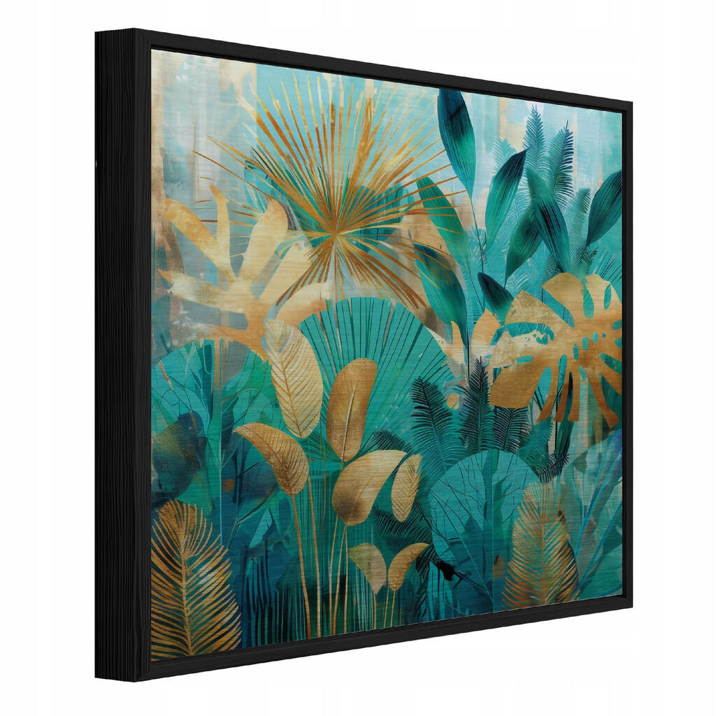 Wallarena ZARÁMOVANÉ obrazy listy džungle zelená 50x50 cm