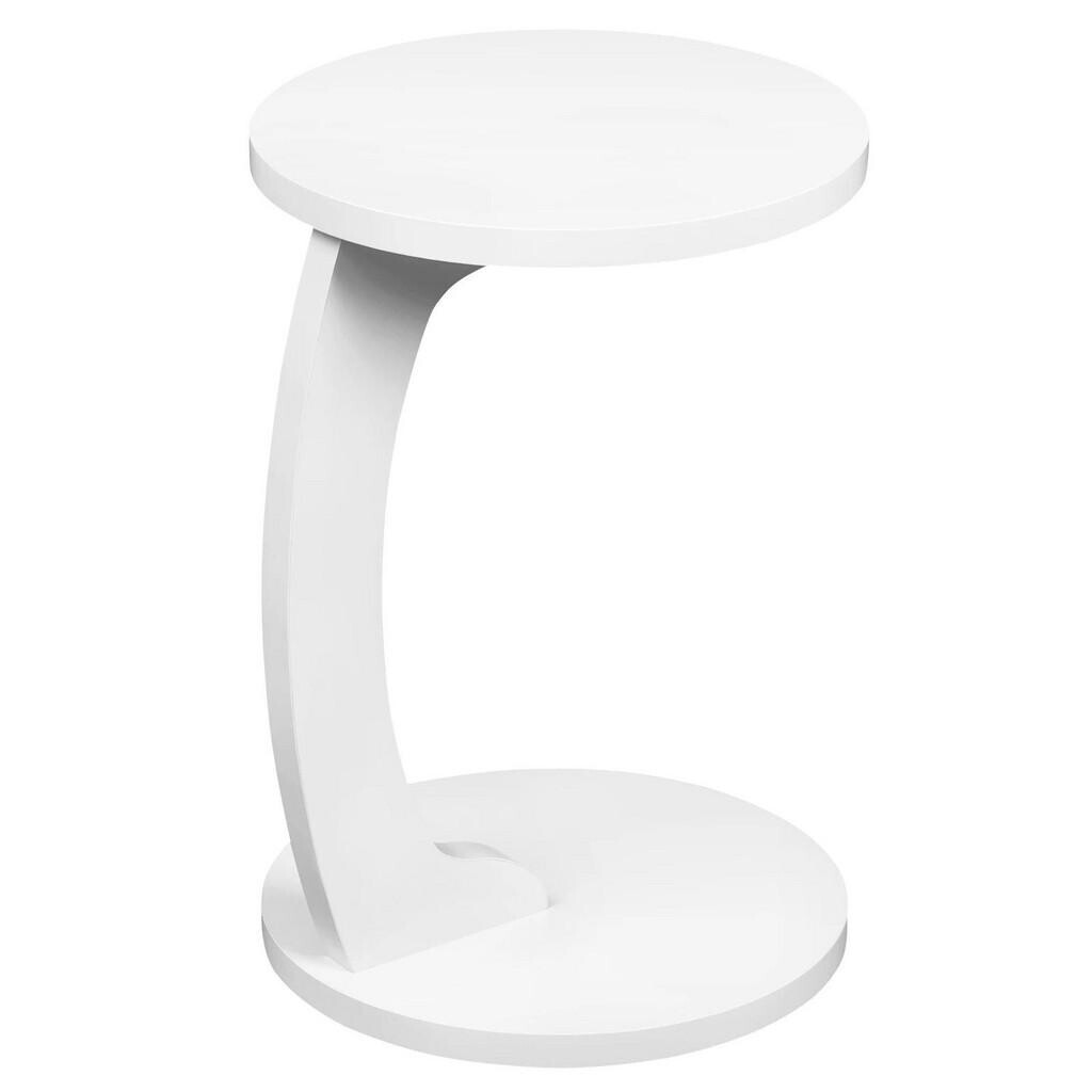 Redom ODKLÁDACÍ stolek 38/55 cm ve tvaru C s kulatou deskou z MDF, Bílá