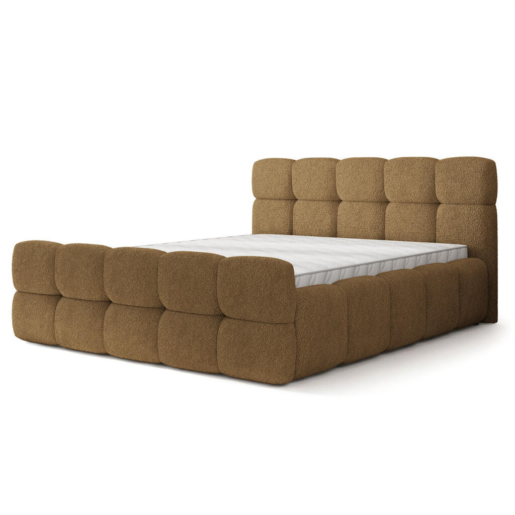 MASSENO ČALOUNĚNÁ POSTEL ELIZJA 200x200 cm, s úložným prostorem, Medová - QUELLE 17