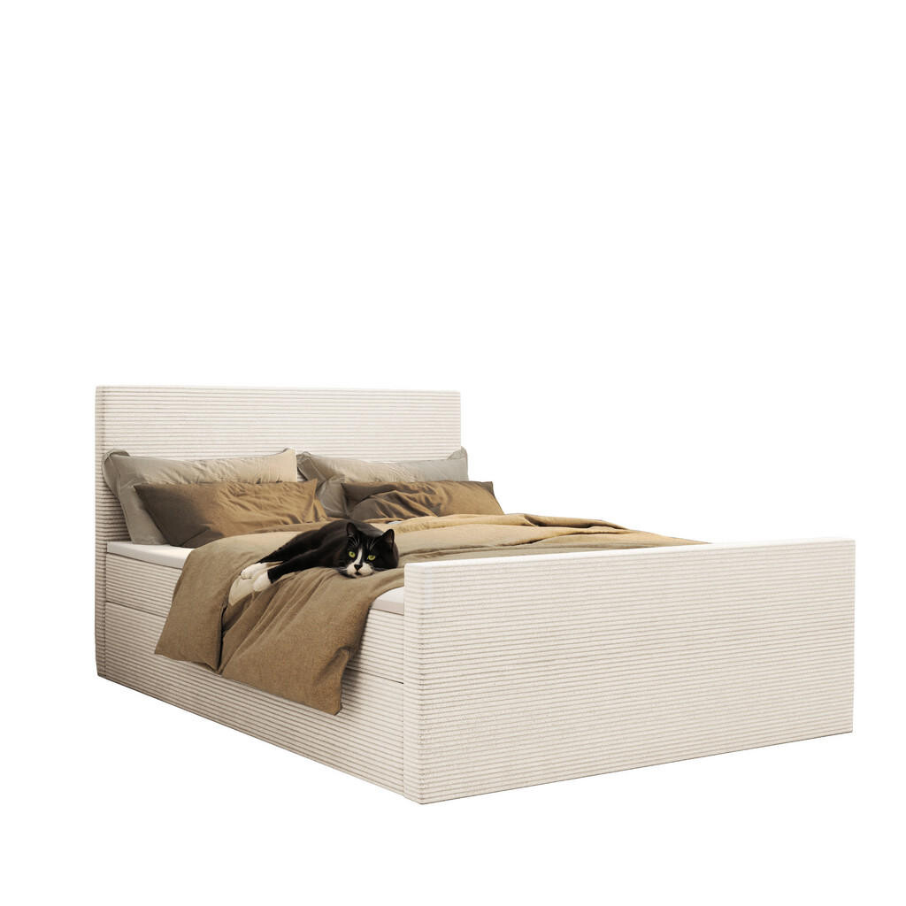 Kaiser Möbel KONTINENTÁLNÍ POSTEL s úložným prostorem a topperem VIESTA tkanina Poso Ecru 180x200 cm H3-Bonell