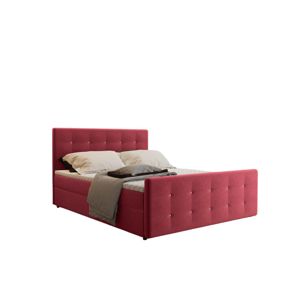 Kaiser Möbel KONTINENTÁLNÍ POSTEL s úložným prostorem, matrací a topperem AMOR Červená 200x200 cm H2-Pocket