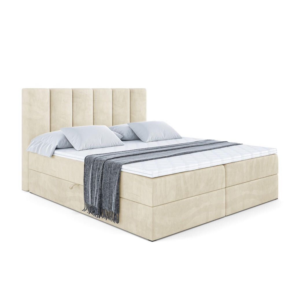 ALTDECOR AMERICKÁ postel s matrací H3 a roštem – BOXI1 – 200 x 200 cm, béžová