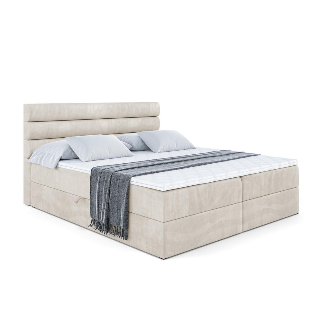 ALTDECOR AMERICKÁ postel s matrací H3 a roštem – CELESTIA – 140 × 200 cm, ecru