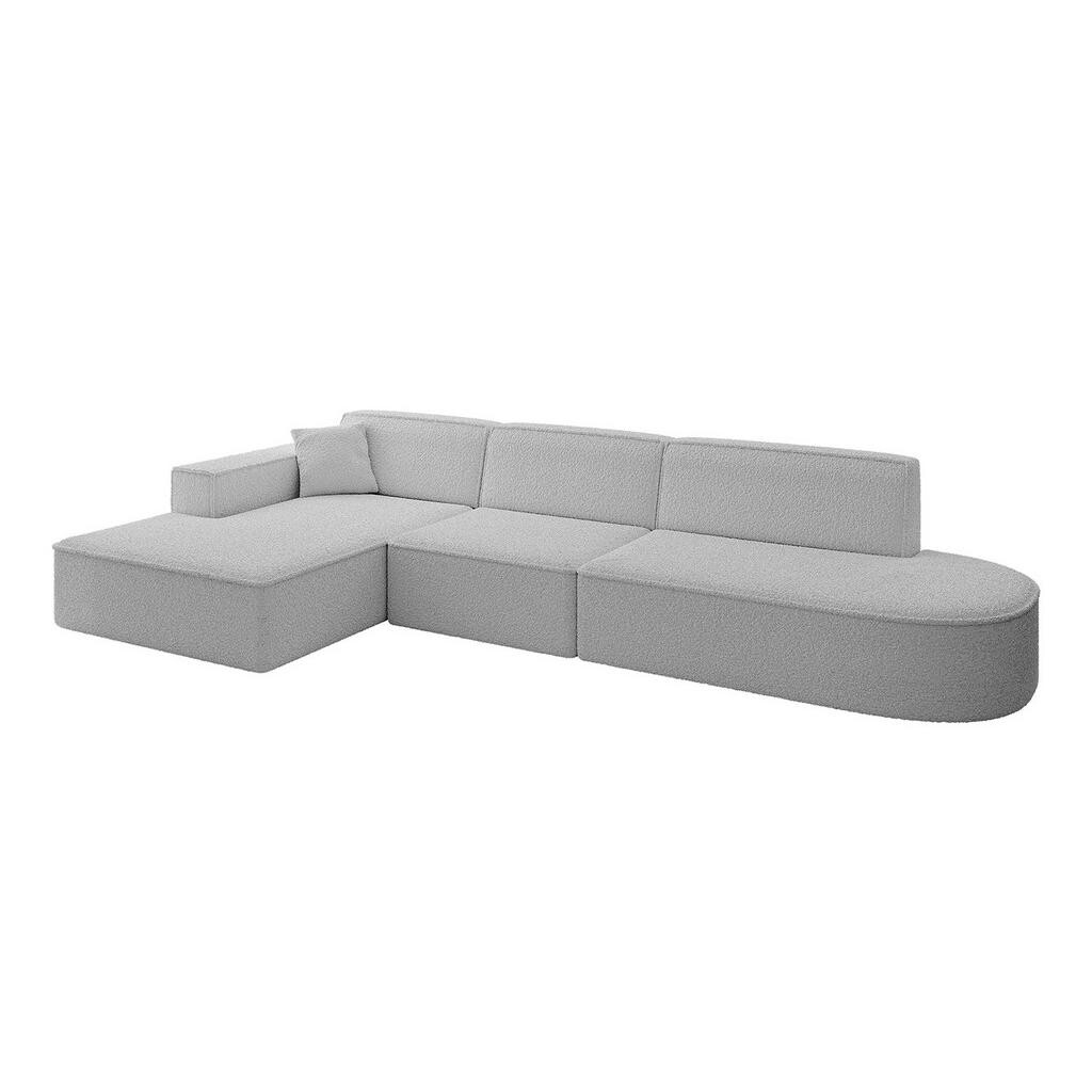 ALTDECOR ROHOVÁ SEDAČKA s otomanem vlevo IREA-L2-v4 – 327 x 165 x 77 cm světle šedá