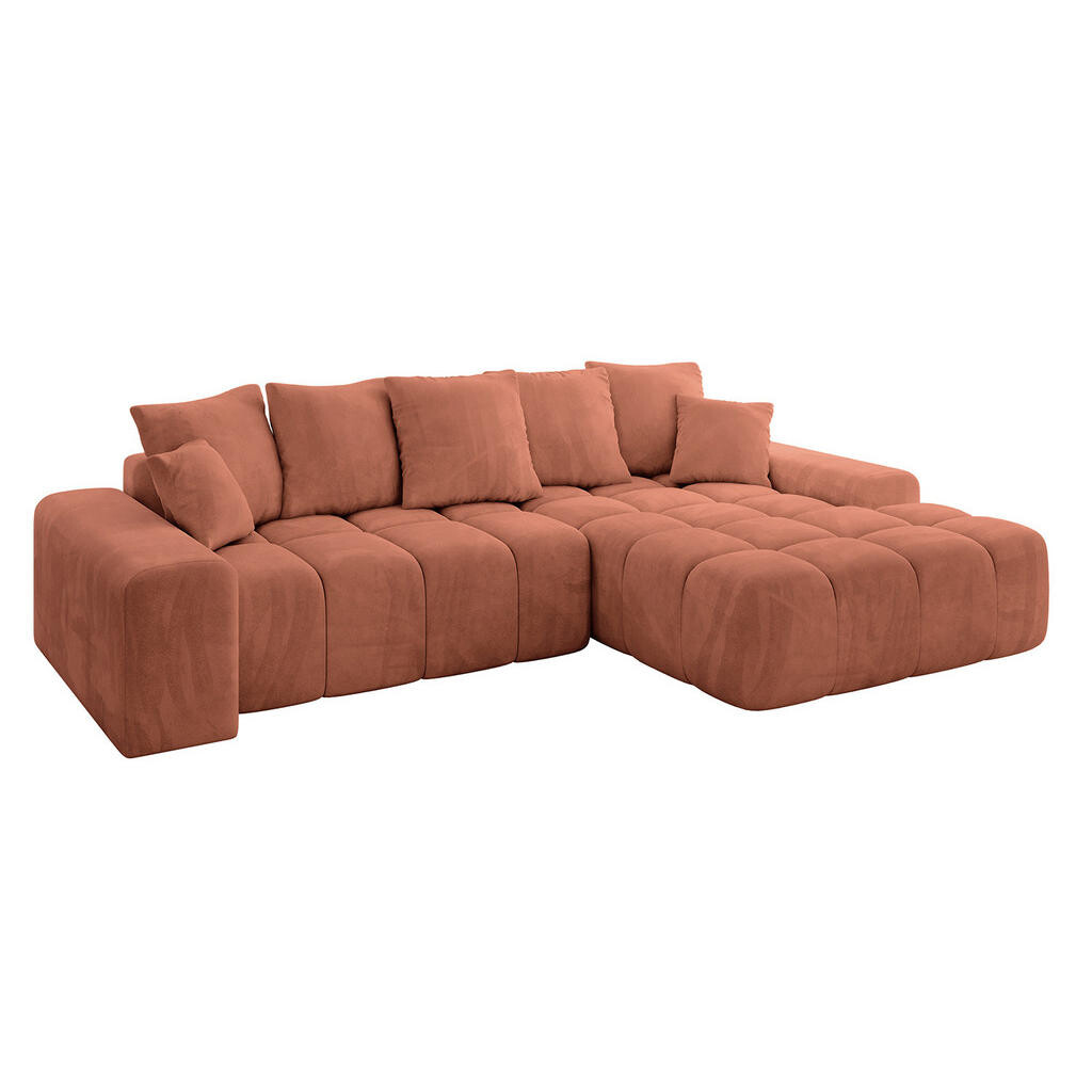 ALTDECOR ROHOVÁ SEDACÍ SOUPRAVA s otomanem vpravo ENSI-L - 267x164x69 cm korálová