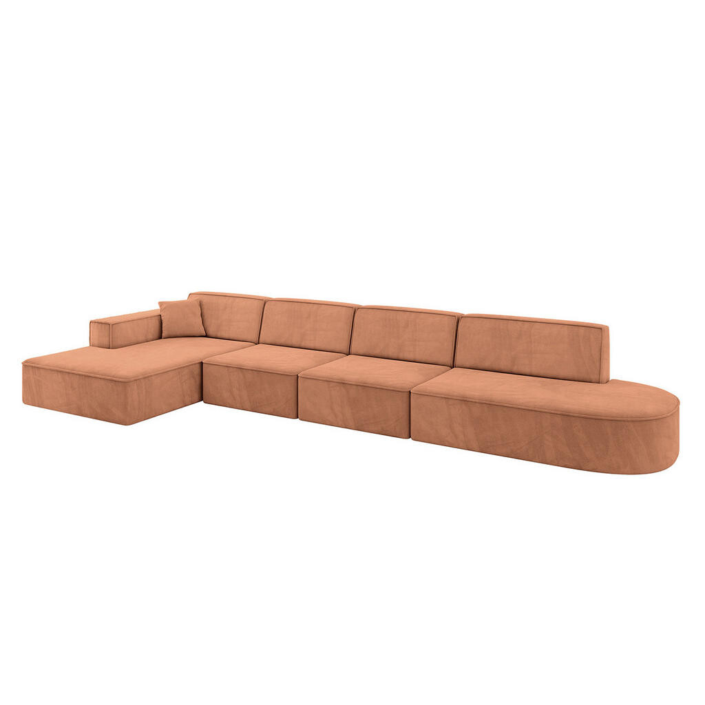 ALTDECOR ROHOVÁ SEDACÍ SOUPRAVA s otomanem vlevo IREA-L3-v4 – 413 × 171 × 79 cm korálová