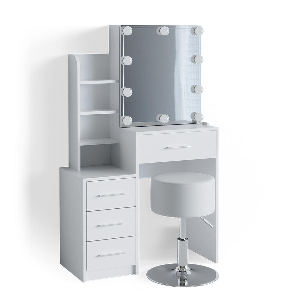 Vicco TOALETNÍ STOLEK Conrada Bílá 80 cm s LED osvětlením a taburetem