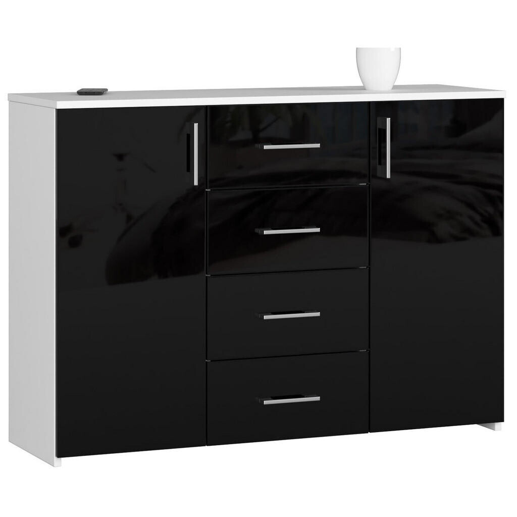 RAUMHIRSCH FURNITURE KOMODA bílá, černý lesk 80/110/35