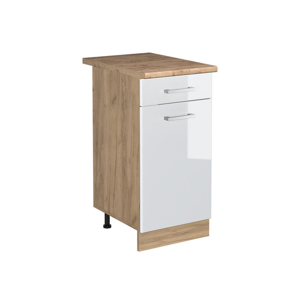 Vicco SPODNÍ SKŘÍŇKA KUCHYŇSKÉ LINKY R-Line, Bílá vysoký lesk/Zlatý mocný dub, 40 cm pracovná doska Dub Goldkraft