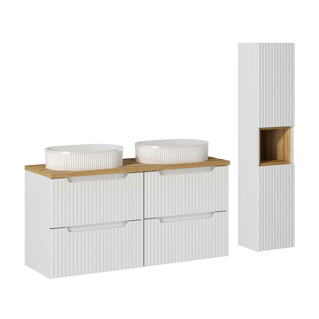 Petits-meubles KOUPELNOVÝ NÁBYTEK 120.4cm Riva 2er-Set Bílá a dřevo