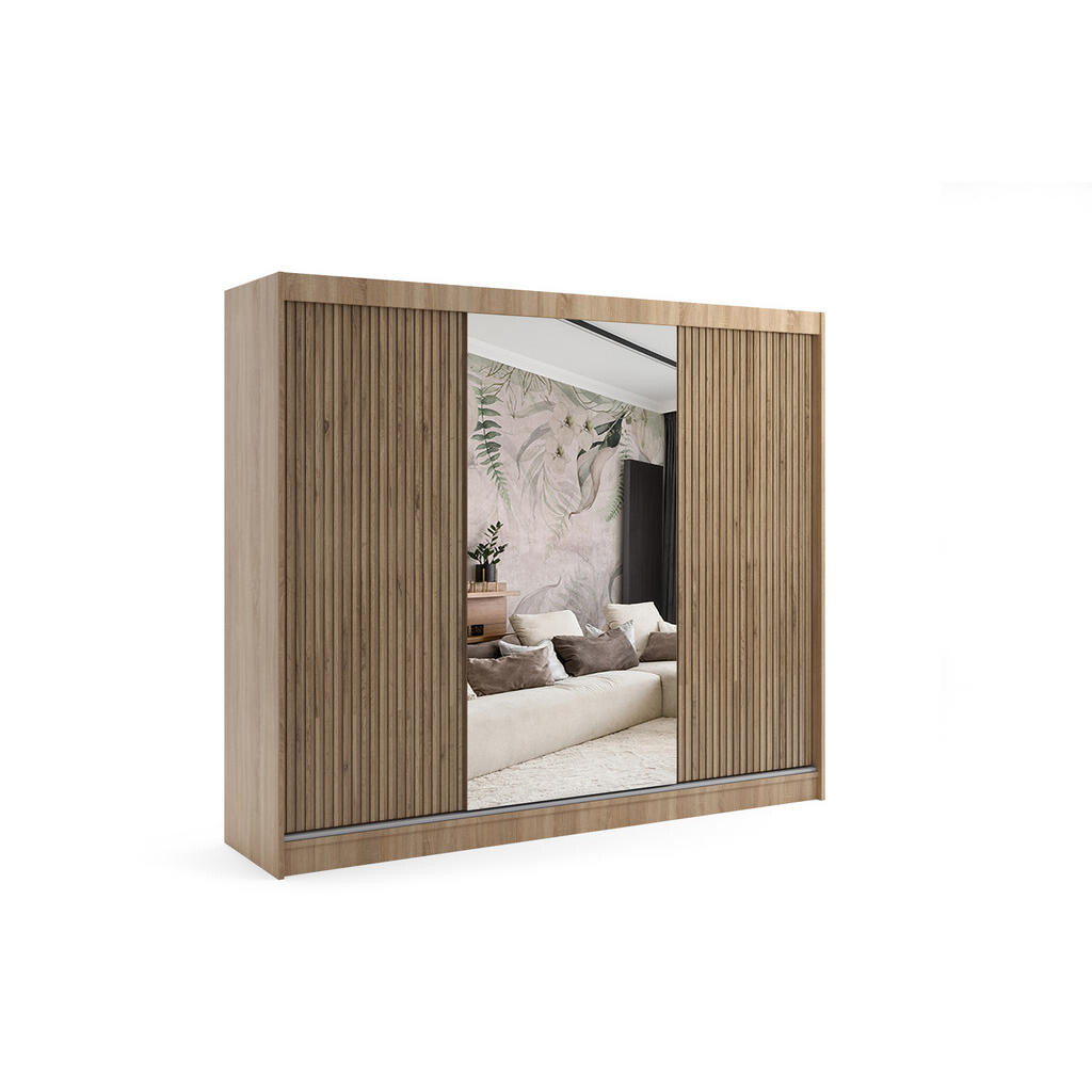 ALTDECOR ŠATNÍ SKŘÍŇ VILAN s zrcadlem – 250 cm – Sonoma dub | barvy dubu
