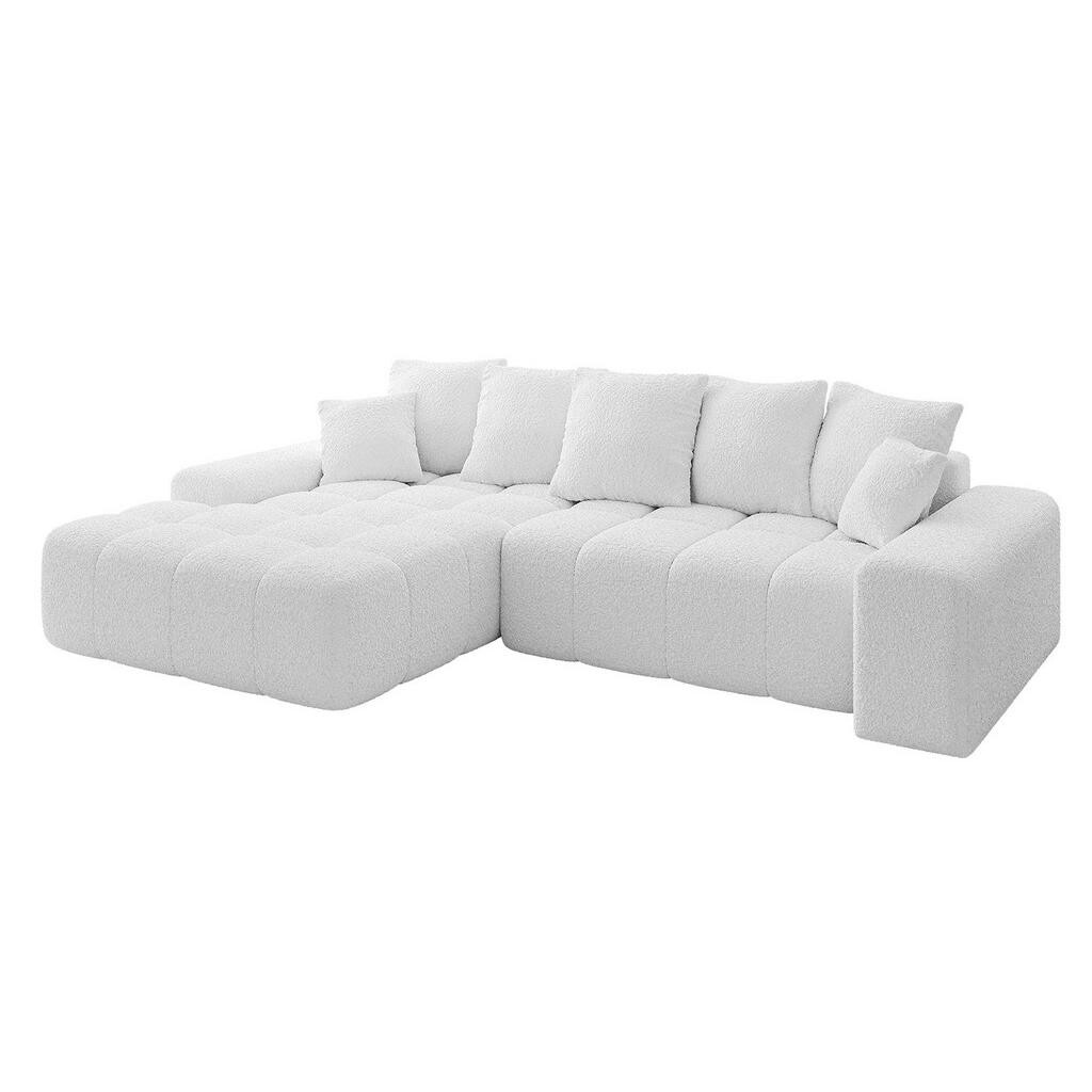 ALTDECOR ROHOVÁ SEDAČKA s otomanem vlevo ENSI-L – 267 × 164 × 69 cm, bílá