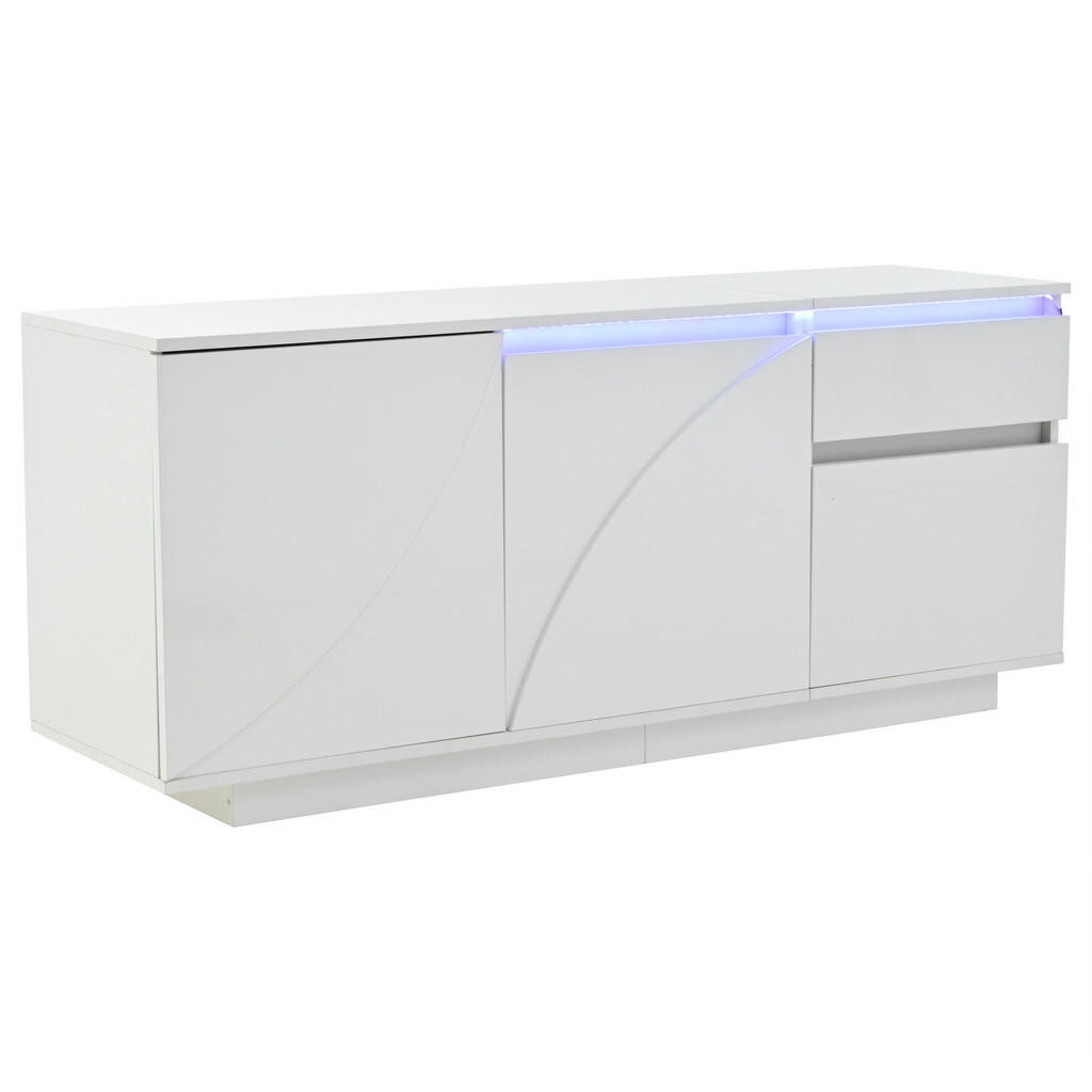Urban Meuble SIDEBOARD bílý vysoký lesk s LED a 3 dvířky 1 zásuvkou 140×40×60 cm