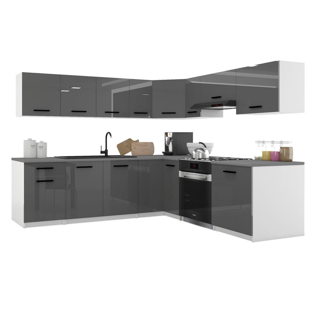 B BELINI GROUP KUCHYŇSKÁ LINKA Italia 7 420 cm , s pracovními deskami, Šedá lesklá