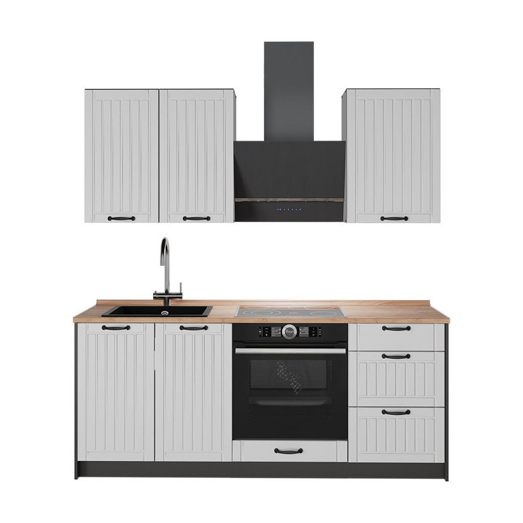 Vicco JEDNOTKOVÁ KUCHYNĚ Fame-Line, Bílý venkovský dům/Antracit, 190 cm, PD Dub