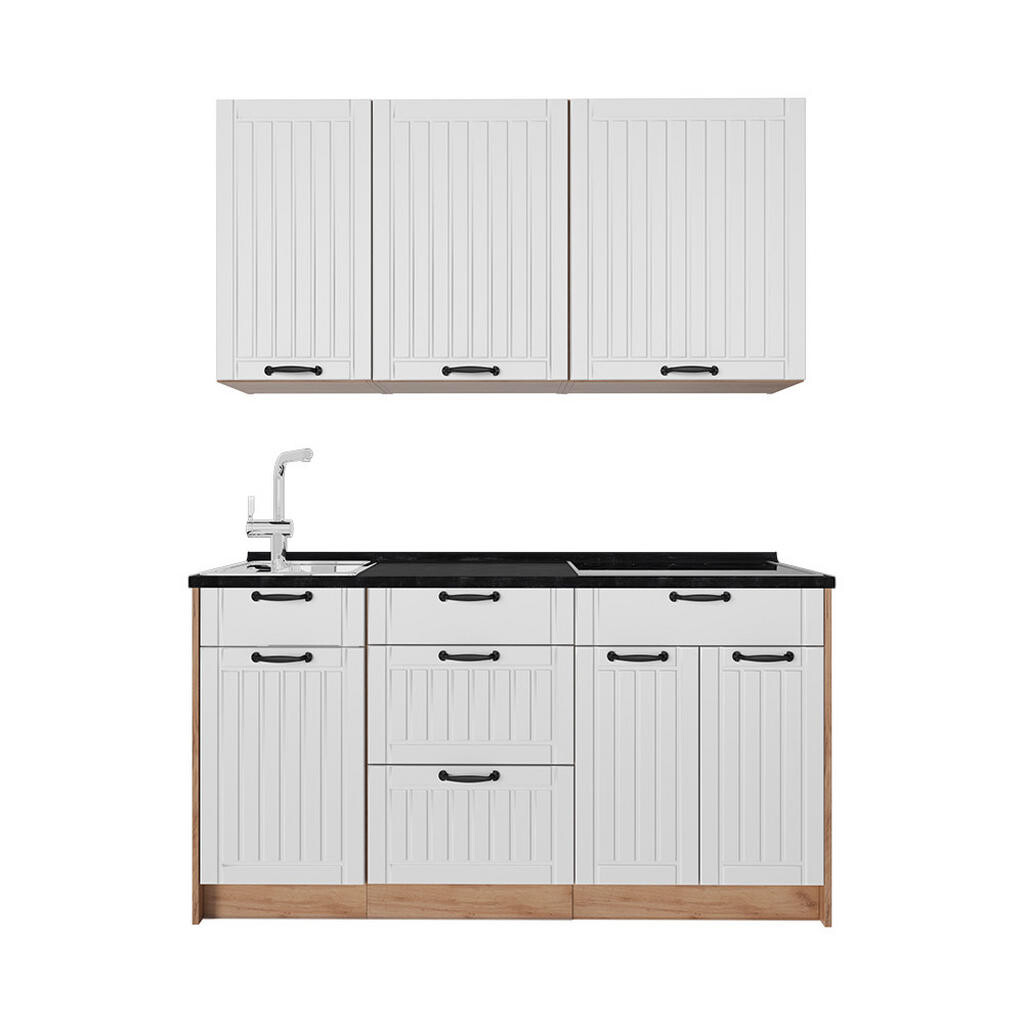 Vicco JEDNOTKOVÁ KUCHYNĚ Fame-Line, Bílý venkovský dům/Zlatý mocný dub, 150 cm, PD Antracit