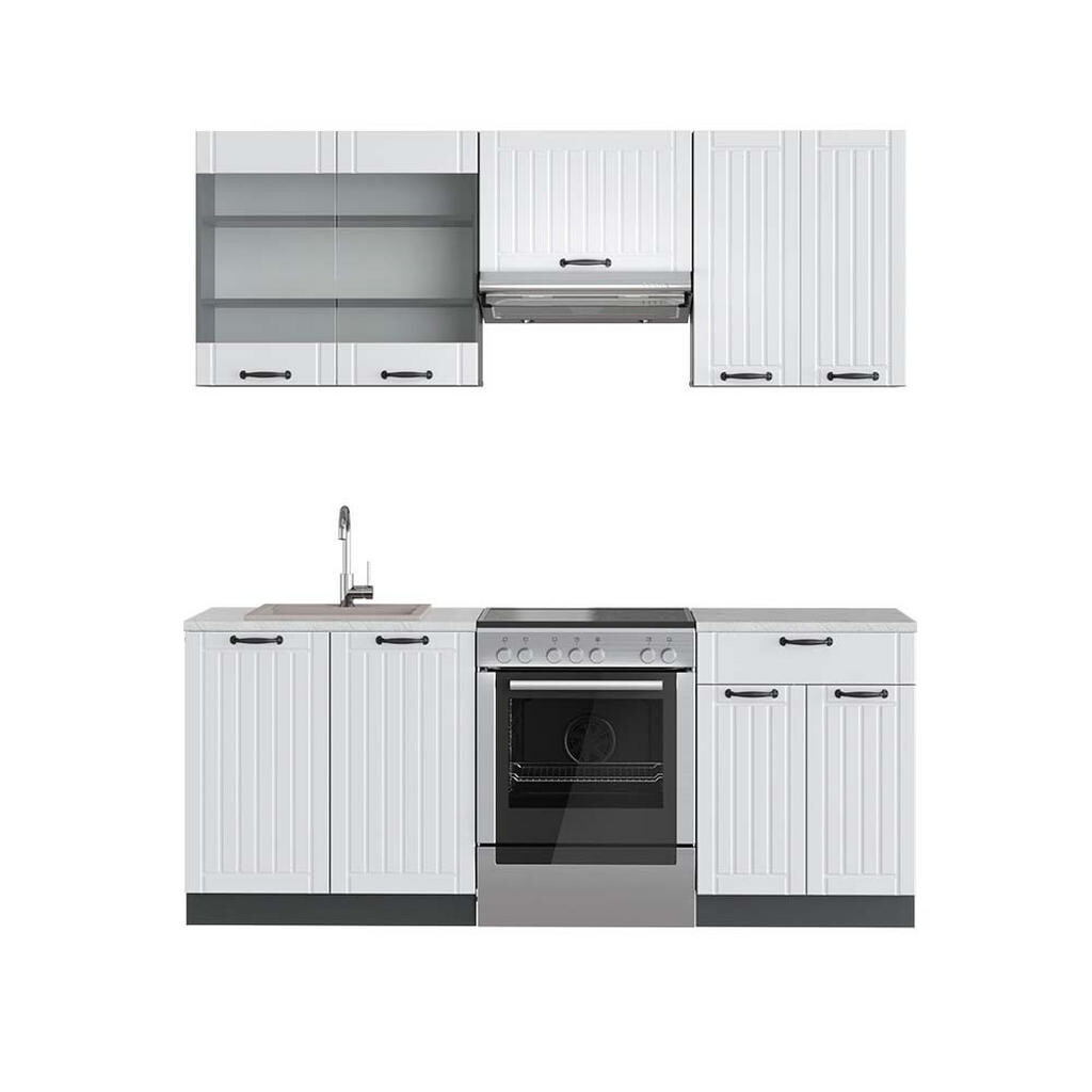 Vicco KUCHYŇSKÝ KOUT Fame-Line Bílý venkovský dům/antracit 200 cm , PD Mramor