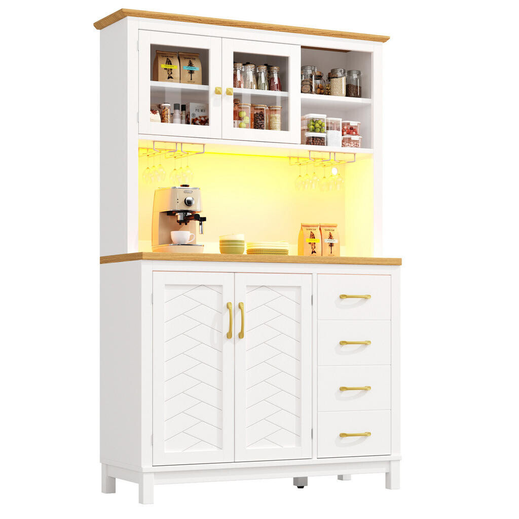 Redom BUFFET 105,5/40/180 cm s LED osvětlením, úložným prostorem a anti-tip systémem, Bílá