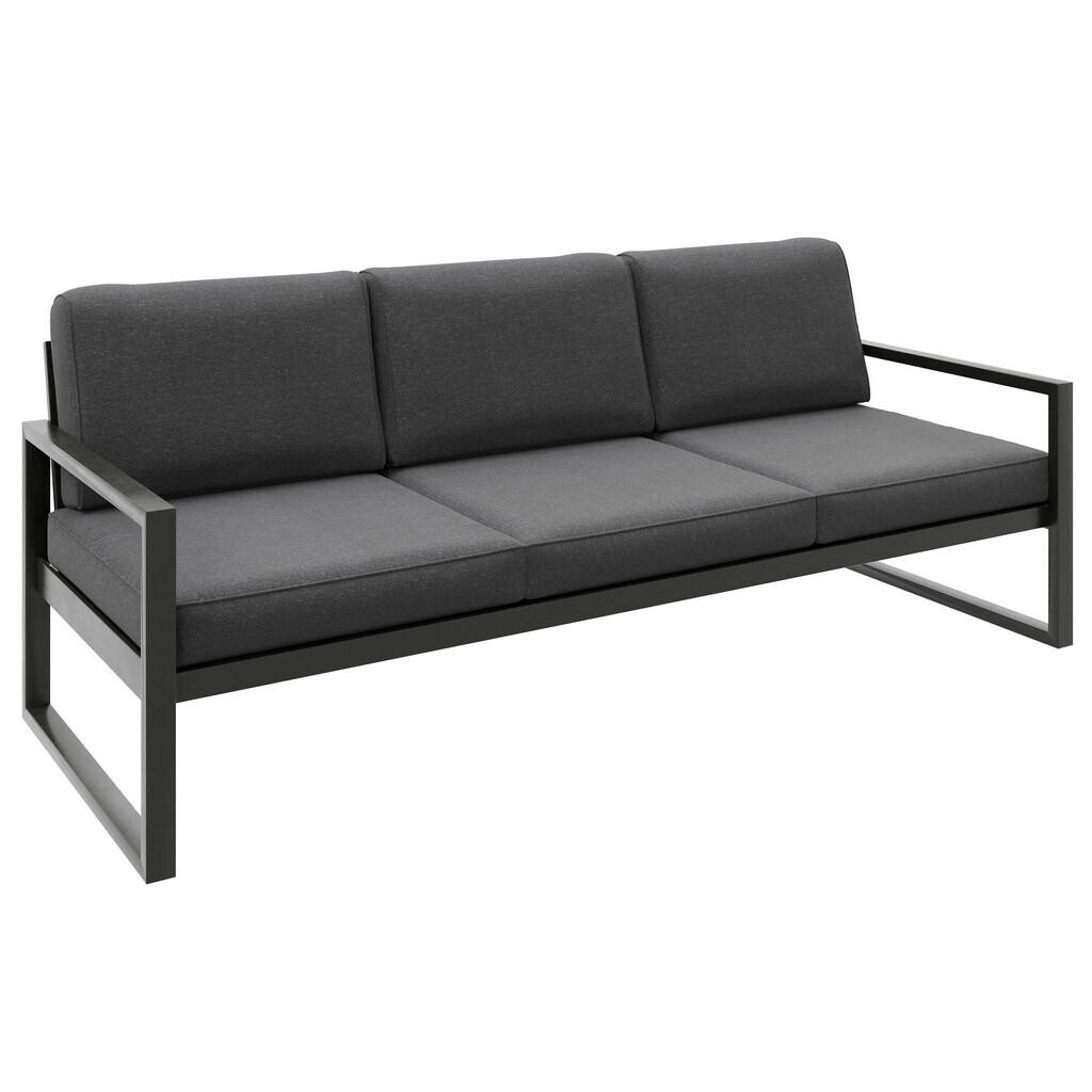 Beautysofa RELAXAČNÍ pohovka Stella 3místná s kovovým rámem, 216 cm, tmavě šedá