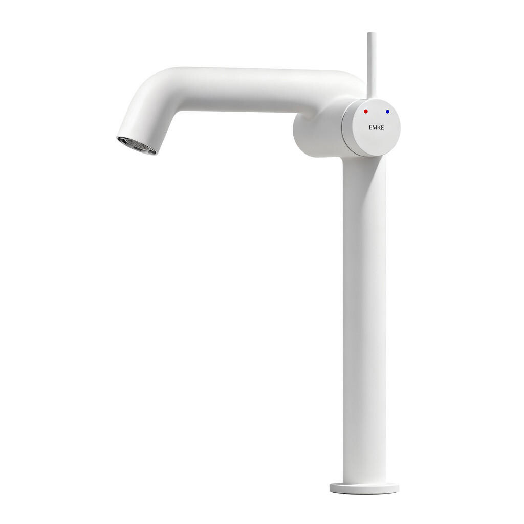 EMKE UMYVADLOVÁ BATERIE s přívodní trubkou z nerezové oceli bílá matná 31/22 cm
