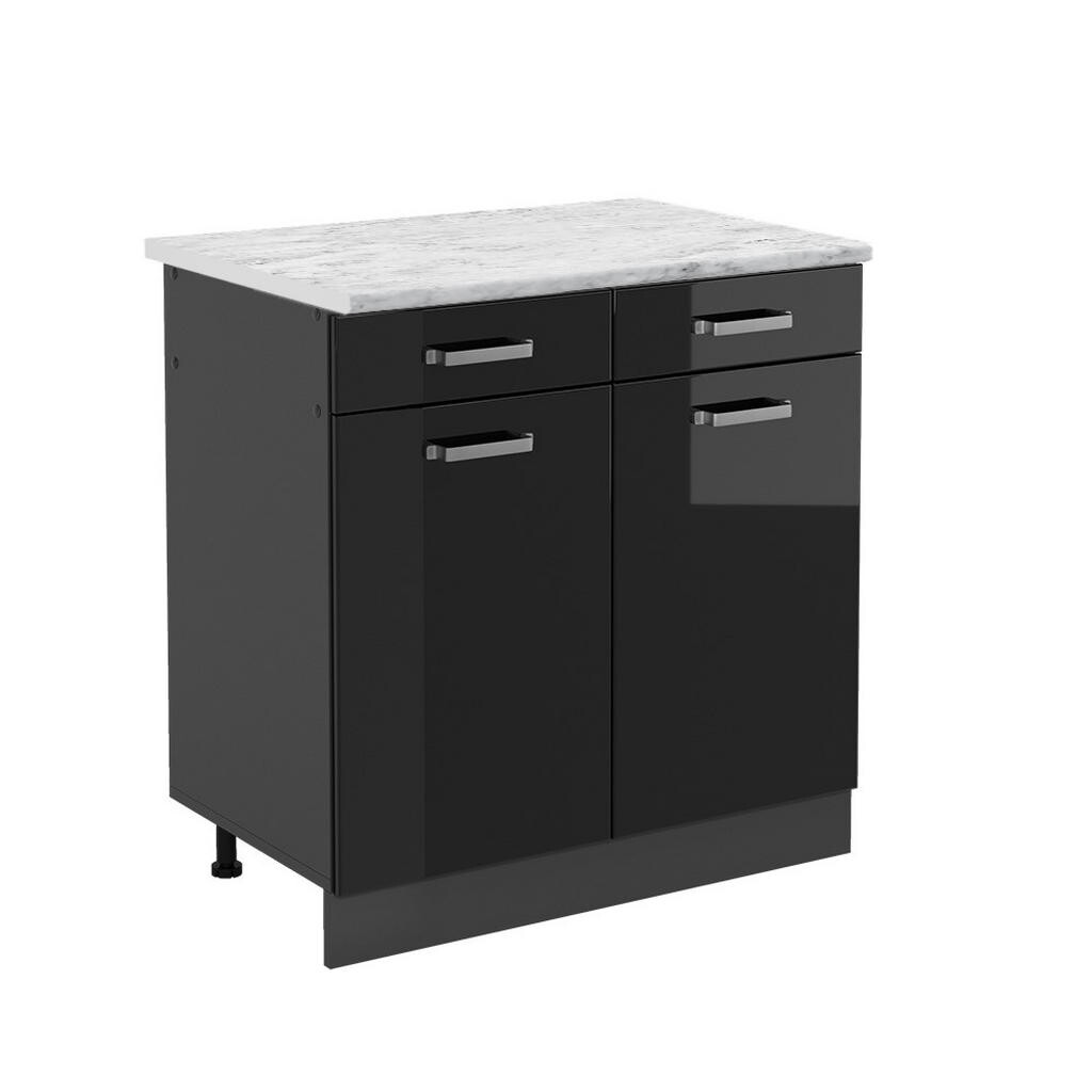 Vicco SPODNÍ SKŘÍŇKA KUCHYŇSKÉ LINKY R-Line Černý vysoký lesk 80 cm PD Mramor
