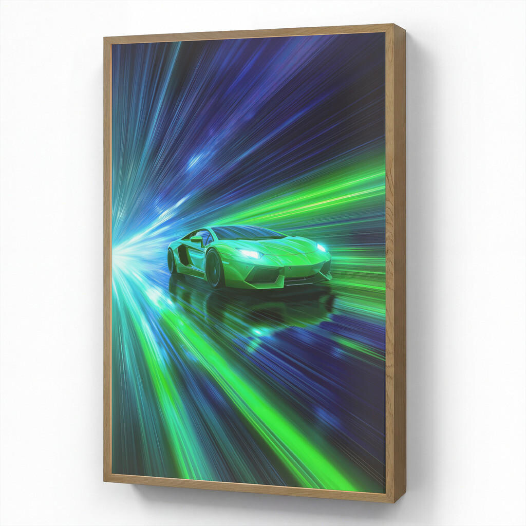 OnlyWow NÁSTĚNNÁ LAMPA S AKUMULÁTOREM Rychlost - Lehké - Sportovní vůz - Zelená 70x100 cm