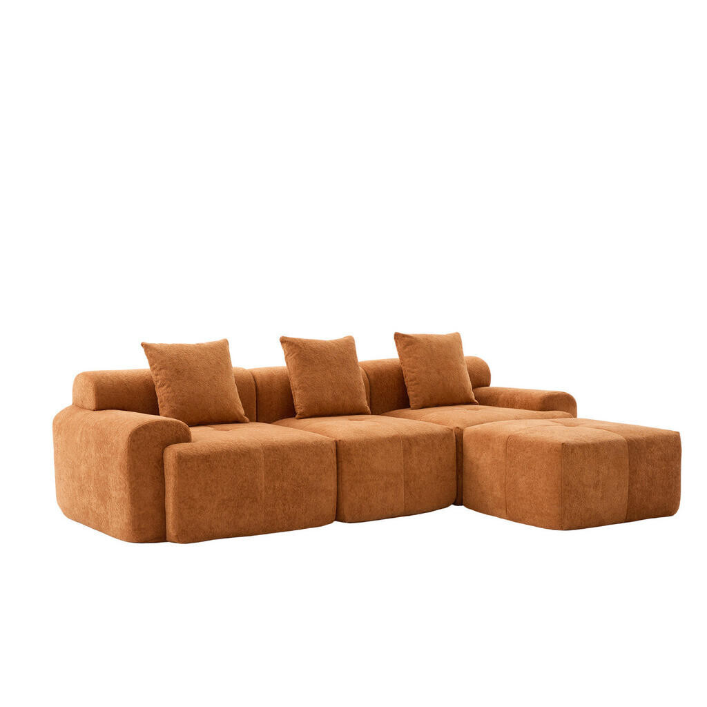 OKWISH MODULÁRNÍ rohová pohovka 268/102/78 cm oranžová z látky s paměťovou pěnou