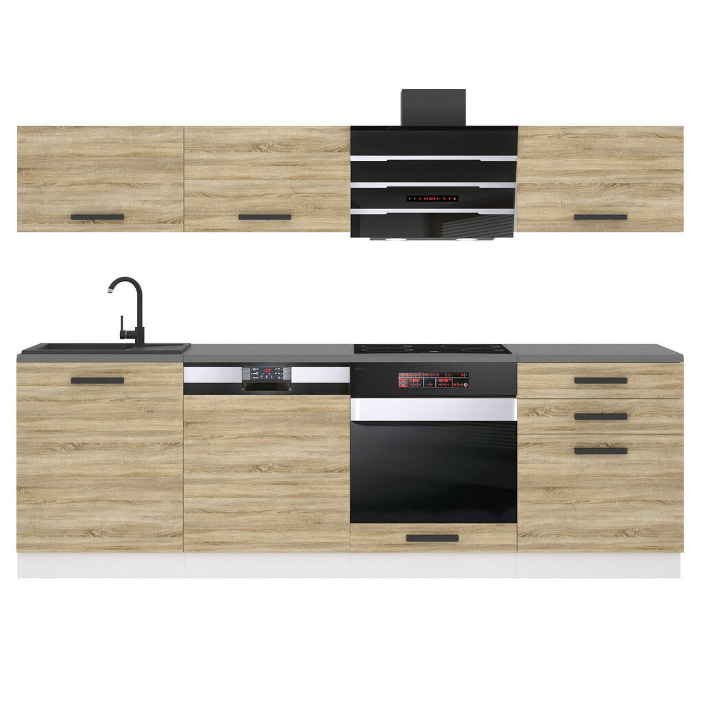 B BELINI GROUP KUCHYŇSKÁ LINKA Linda 240 cm, s pracovními deskami, Dub Sonoma
