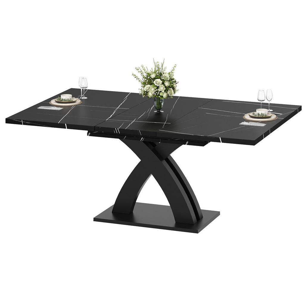 OKWISH JÍDELNÍ stůl 120(160)/80/76 cm černý z MDF a kovu rozkládací