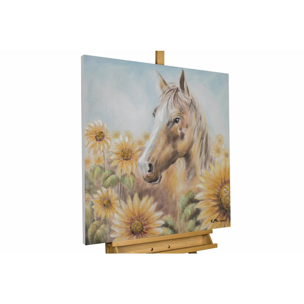 KUNSTLOFT RUČNĚ MALOVANÝ AKRYLOVÝ OBRAZ HNĚDÝ/ŽLUTÝ, 80/80 CM